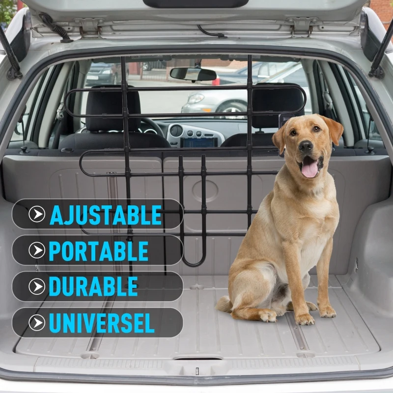 PawHut Grille de séparation extensible voiture barrière de sécurité barre réglable pour chien noir