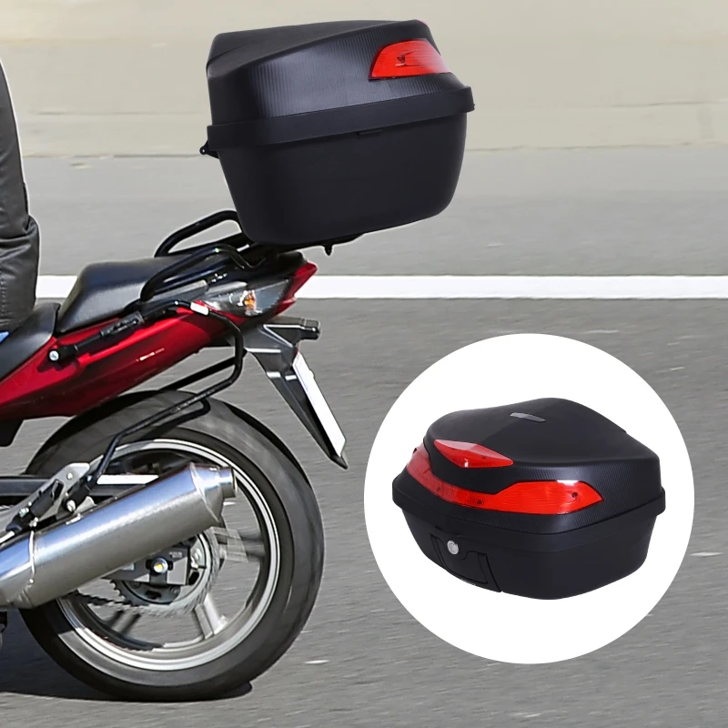 HOMCOM Motorcycle Tail box 48L Top Case Motorbike Trunk Helmet Carrier Luggage Helmet Storage Mount Rack w/ Keys Handle