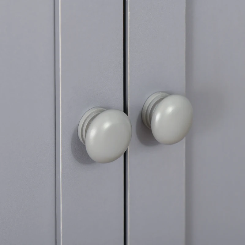 HOMCOM Armario Auxiliar con 1 Cajón 2 Puertas y Estante Ajustable para Baño Cocina Comedor 60x30x80 cm Blanco y Gris