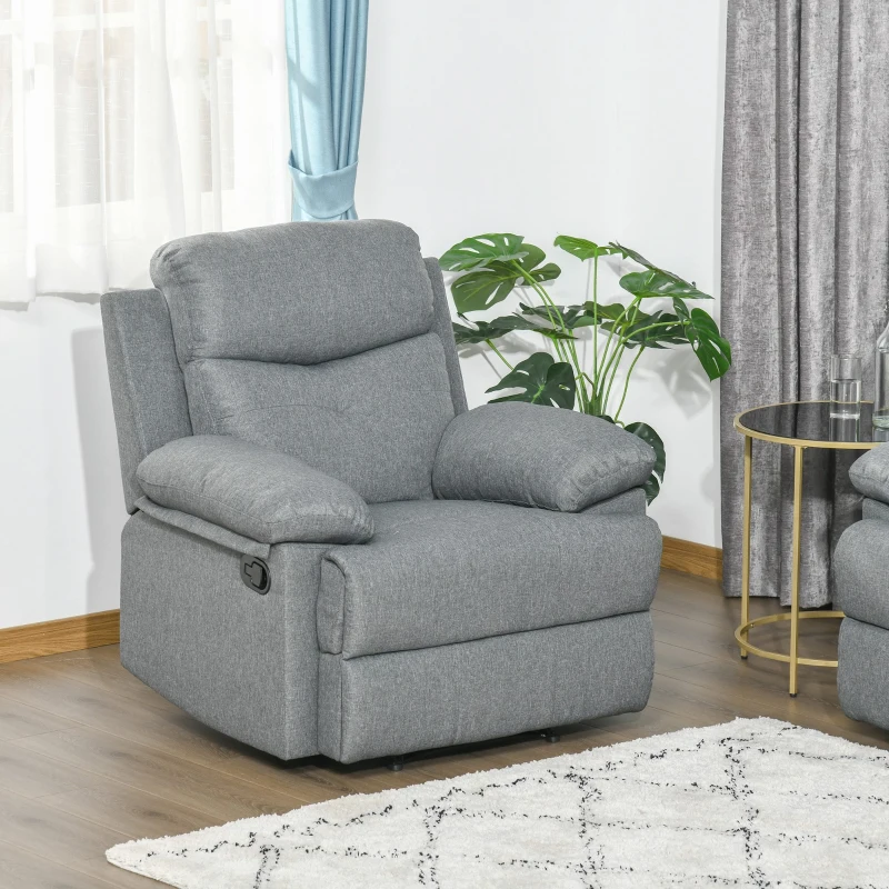 HOMCOM Fernsehsessel TV Sessel Relaxsessel Liegesessel 150°-Liegefunktion Leinen dunkelgrau