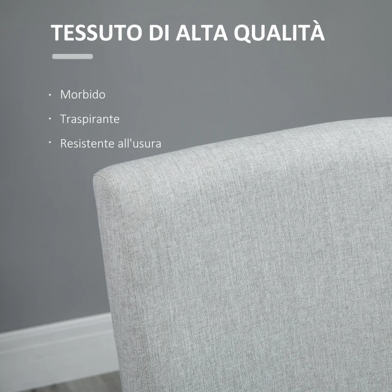 HOMCOM Sedia Imbottita per Tavolo da Pranzo o Cucina, Senza Braccioli, in Lino Grigio Chiaro, 45x59.5x98cm