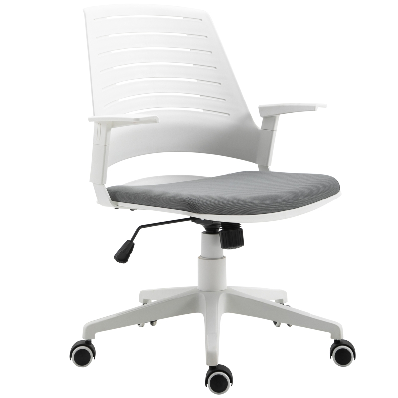 Vinsetto Fotel biurowy, krzesło do gier, fotel gamingowy, fotel obrotowy, funkcja przechylania, wyściełane oparcie, ergonomiczny design, z regulacją wysokości, nylon, tworzywo sztuczne PU, szary 62x 55x 84,5-91,5 cm