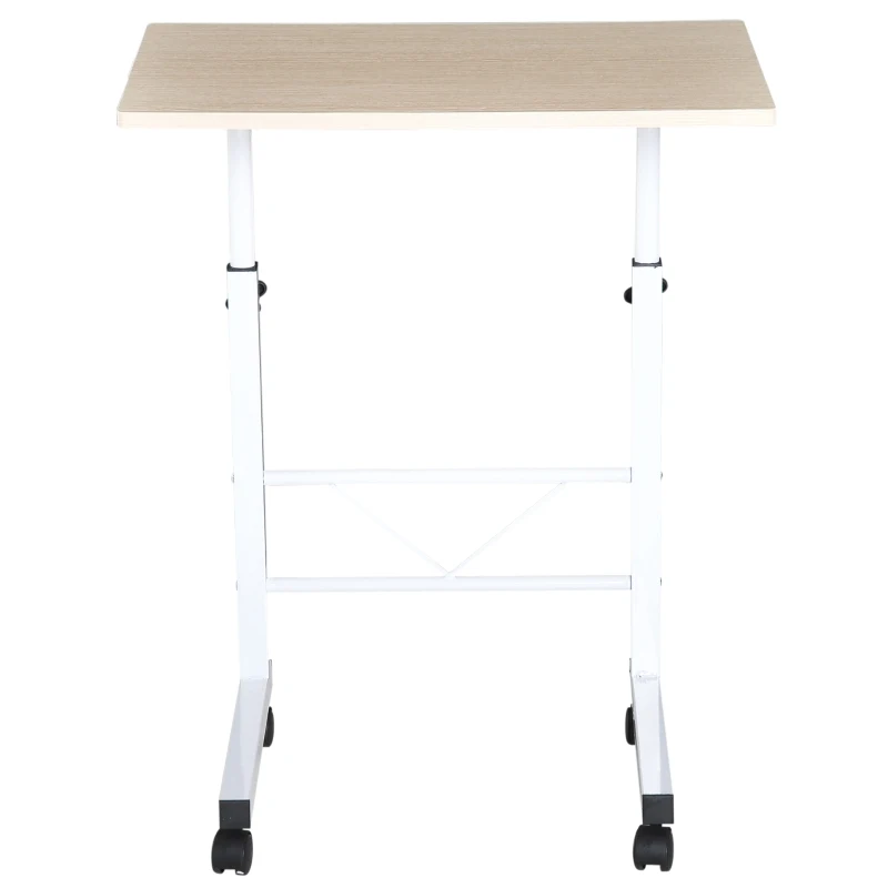 HOMCOM Stolik w kształcie litery „C”, kolor: biały, naturalny, 60 cm x 40 cm x 78 cm