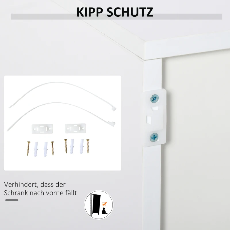 HOMCOM szafka stojąca szafka do przechowywania szafka wielofunkcyjna szafka na dokumenty komoda 2 szuflady 2 drzwi płyta wiórowa E1 wysoki połysk kolor biały + jasnoszary 79 x 36 x 74 cm
