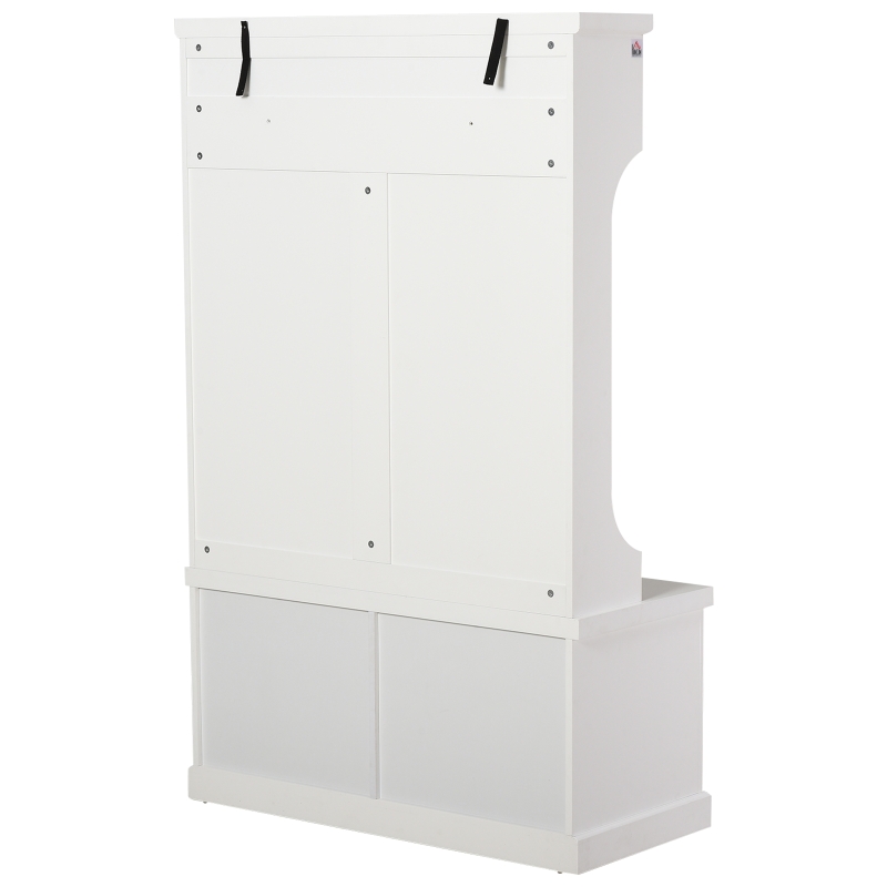 Wieszak garderoba wieszak na ubrania z ławką haki na ubrania MDF biały