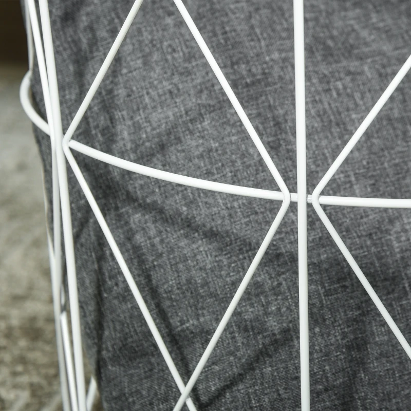 HOMCOM 3er-Set Beistelltisch mit Stauraum Nachttisch dekorativer Sofatisch mit abnehmbarem Deckel Korbablage Korbtisch Kaffeetisch Stahl Weiß Ø43 x 44,5 cm/Ø35 x 39,5 cm/Ø30 x 35,5 cm