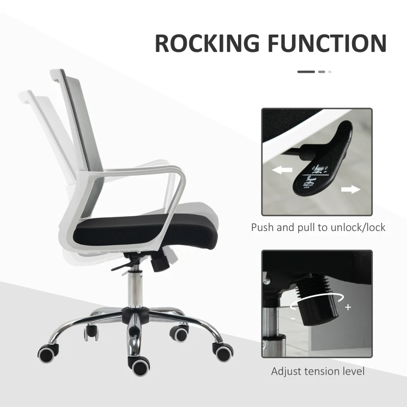 Vinsetto Ergonomic Desk Chair Mesh Office Chair with Adjustable Height Armrest and 360° Swivel Castor Wheels Black