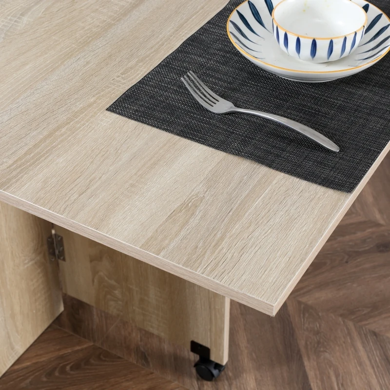HOMCOM eettafel klaptafel bureau bijzettafel tafel opbergvlak hout natuur 80 x 140 x 74 cm