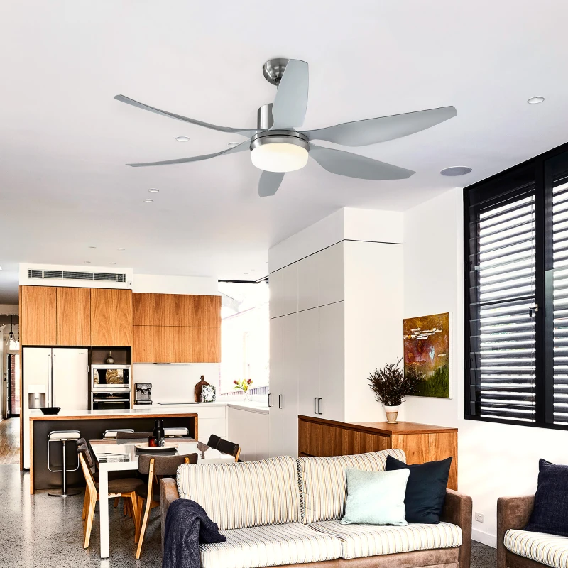 HOMCOM Ventilator de Tavan cu Lumini LED si Telecomanda Inclusa, Φ132x43cm