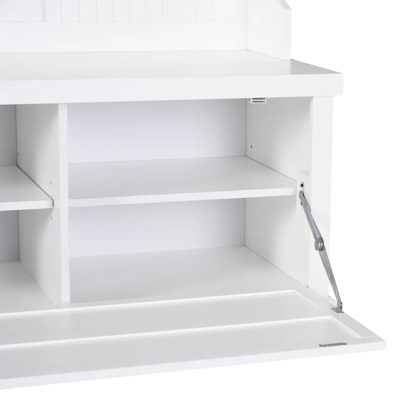 HOMCOM® Garderobenständer moderne Garderobe Kleiderständer mit Sitzbank Kleiderhaken MDF Weiß