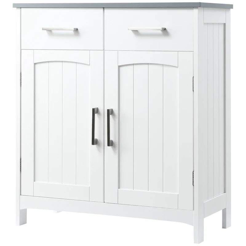 kleankin Dulapior de Baie cu 2 Usi, 2 Sertare si Etajera Reglabila din MDF, 68x33x76cm, Alb(m-11)