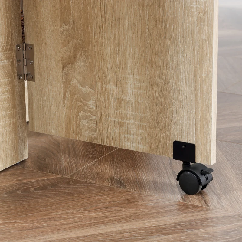 HOMCOM Esstisch, Klapptisch mit Rollen, Schreibtisch, Beistelltisch, Tisch mit Ablagefläche für Esszimmer, Holz, Natur, 80 x 140 x 74 cm