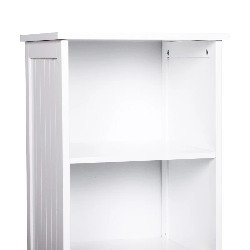 kleankin® KOMODA SZAFKA REGAŁ ŁAZIENKOWY STOJĄCY 3 REGULOWANE PÓŁKI drewno biała 40 x 38 x 160 cm