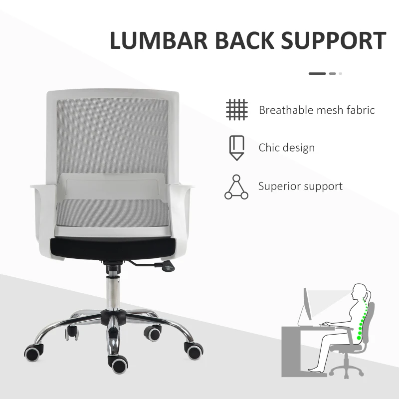 Vinsetto Ergonomic Desk Chair Mesh Office Chair with Adjustable Height Armrest and 360° Swivel Castor Wheels Black