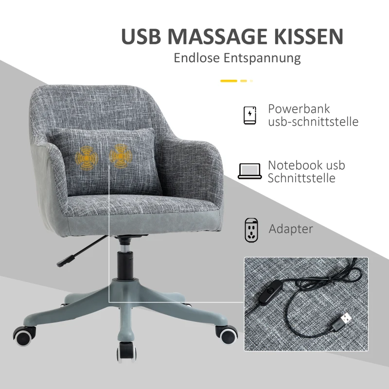 Vinsetto Massagestuhl Bürosessel mit USB-Schnittstelle Grau