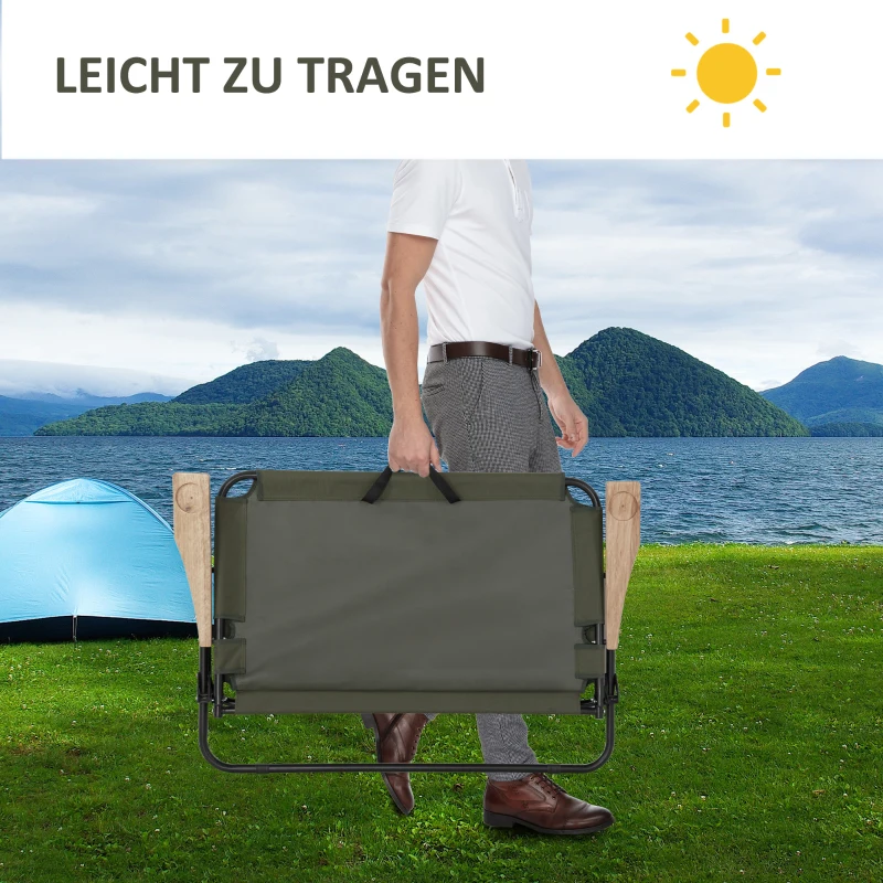 Outsunny campingstoel 2-zits opvouwbaar tot 160 kg groen 141 x 67 x 80 cm