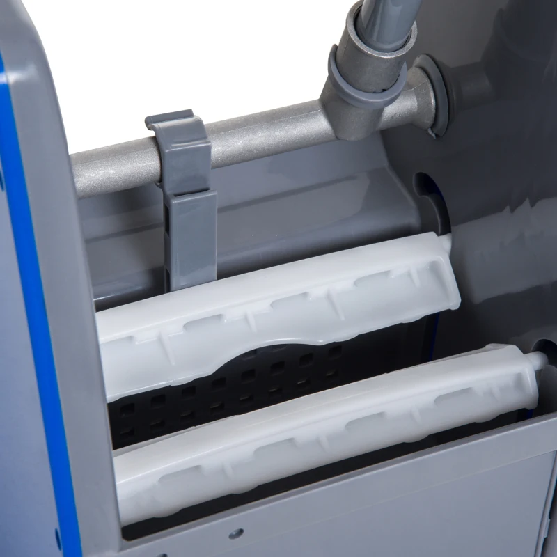 HOMCOM schoonmaakwagen reinigingswagen systeemwagen veegwagen met 2 emmers 4 wielen