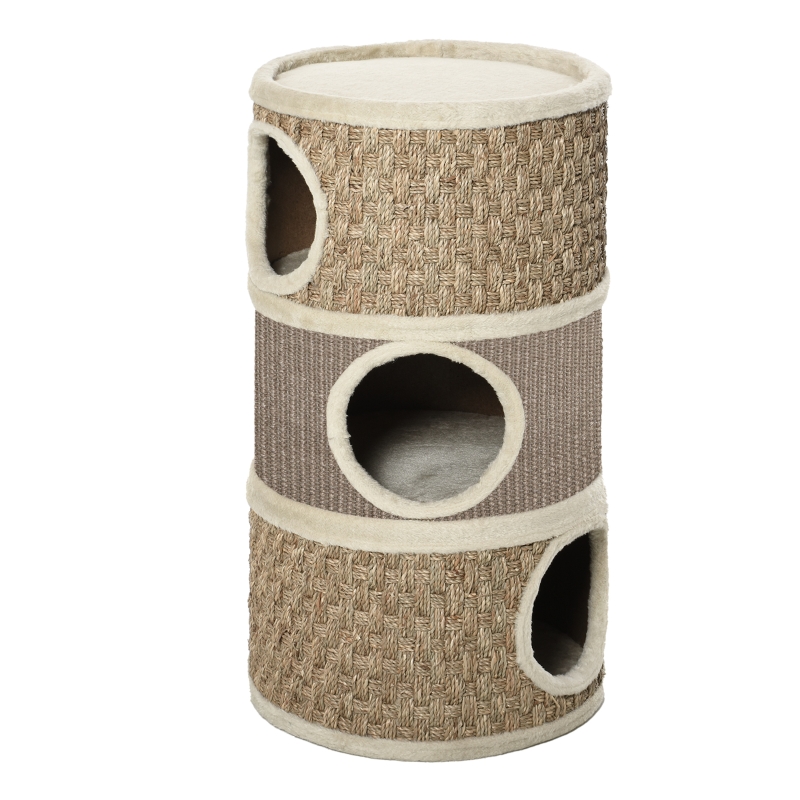 Krabton kat 65 cm rond leer zand - Krabpalen - tuin