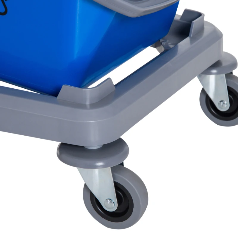 HOMCOM Wózek do sprzątania wózek sprzątający wózek do mycia z 2 wiadrami wózek systemowy z 4 kółkami