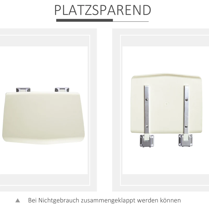 HOMCOM wandkruk douchestoel muurkruk douchekruk klapzitting douche bad wit 35 x 33,8 cm