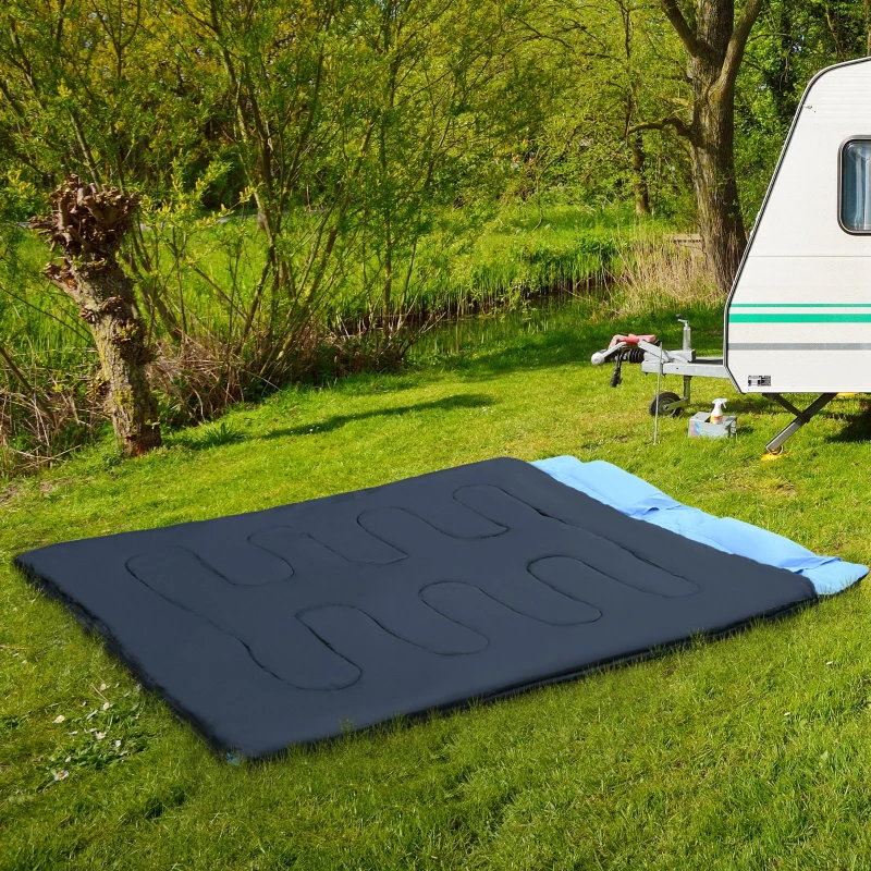 Outsunny® Schlafsack Deckschlafsack Doppelschlafsack mit Kissen zum Camping 190cm