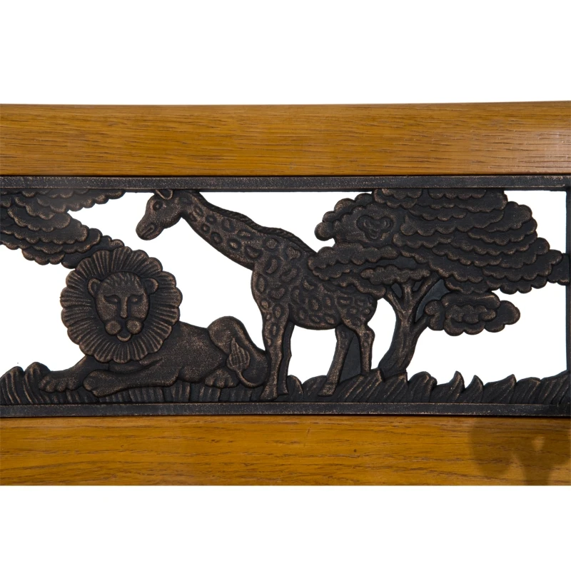 Outsunny Gartenbank Sitzbank Parkbank Bank Holzbank Metall Gartenmöbel Kinder Braun