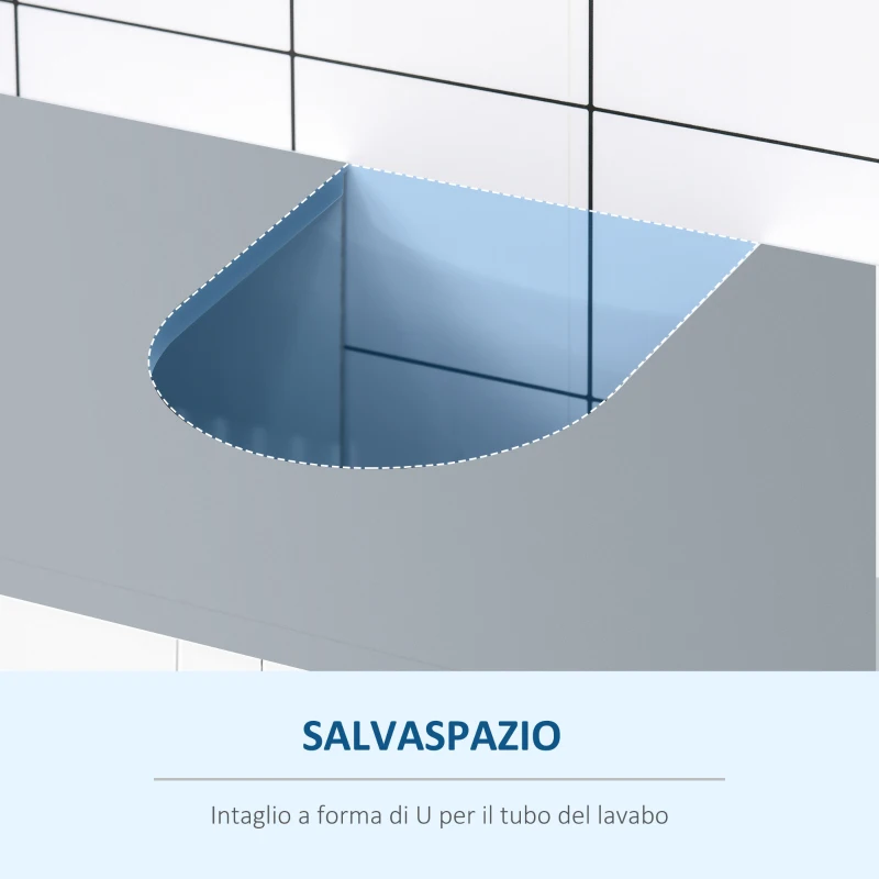 kleankin Mobilier Sub Lavoar Baie cu 2 Usi din MDF, 60x33x60cm, Gri si Alb