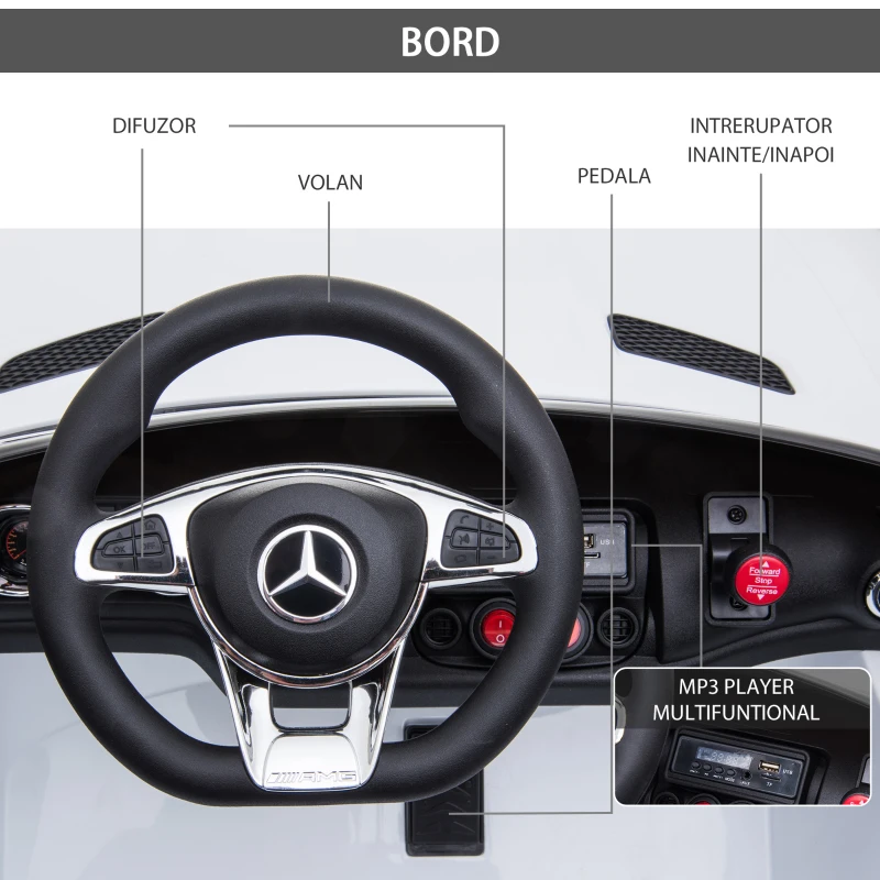 HomCom, masina electrica pentru copii, 117x74x49cm, alba