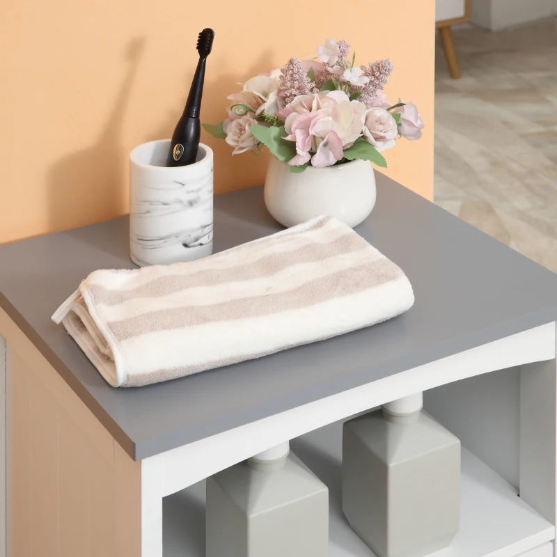 Kleankin Dulapior de Baie cu Raft Deschis si 3 Sertare, Design Ridicat din MDF, 40x33x80cm, Alb(m-8)