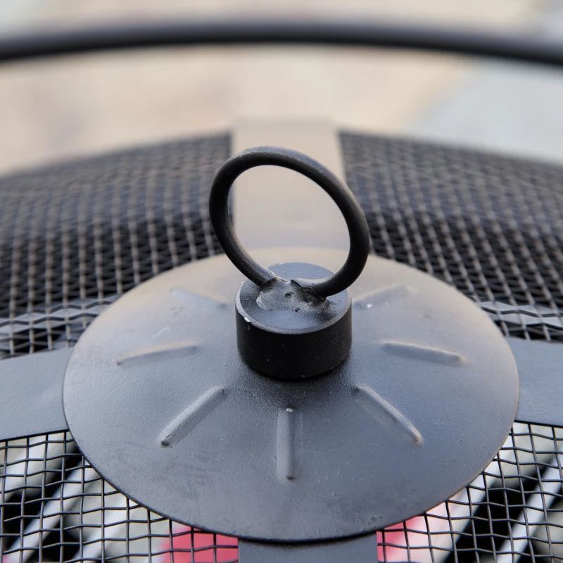 Outsunny misa paleniskowa 2 w 1 kosz paleniskowy z osłoną przed iskrami kratka grillowa Ø 82 cm palenisko do ogrzewania BBQ grill ogród taras kształt okrągły kolor czarny