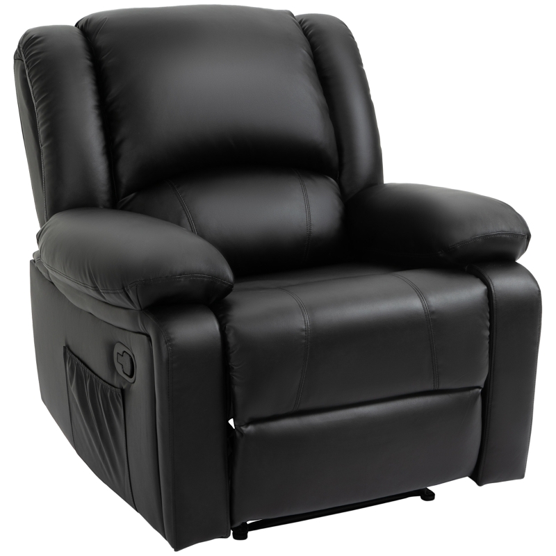 HOMCOM Fotoliu Relax Rabatabil la 135°, Sezut Capitonat, 100x89x100cm, Negru
