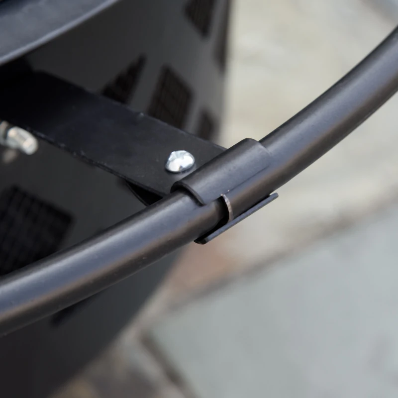 Outsunny misa paleniskowa 2 w 1 kosz paleniskowy z osłoną przed iskrami kratka grillowa Ø 82 cm palenisko do ogrzewania BBQ grill ogród taras kształt okrągły kolor czarny