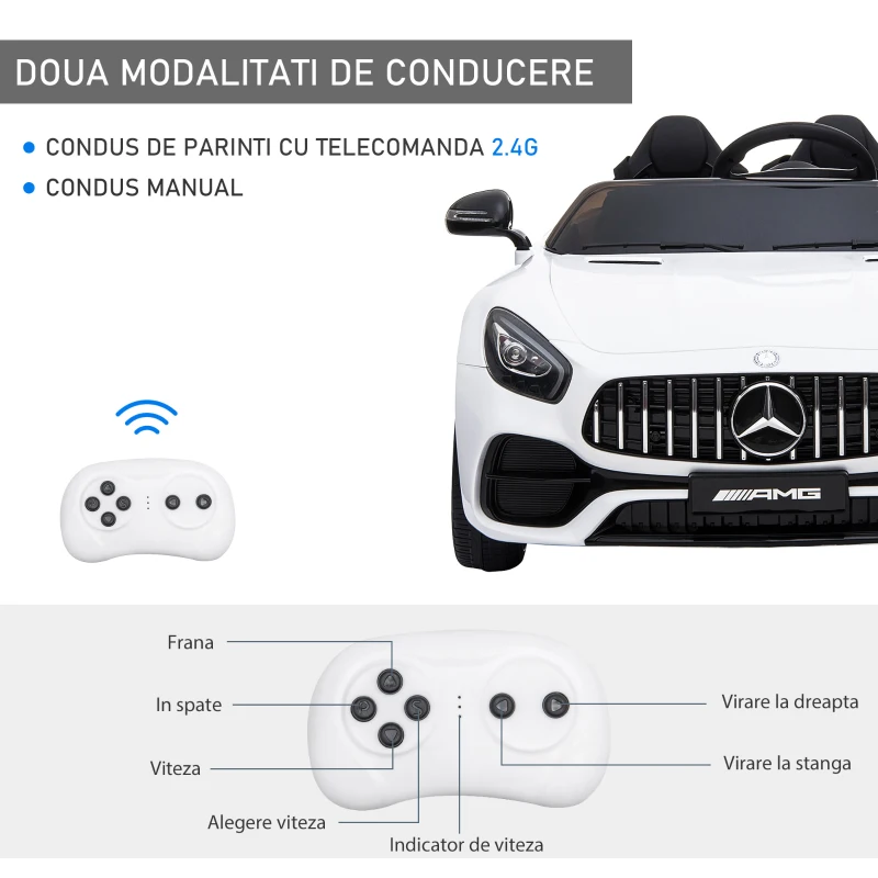 HomCom, masina electrica pentru copii, 117x74x49cm, alba