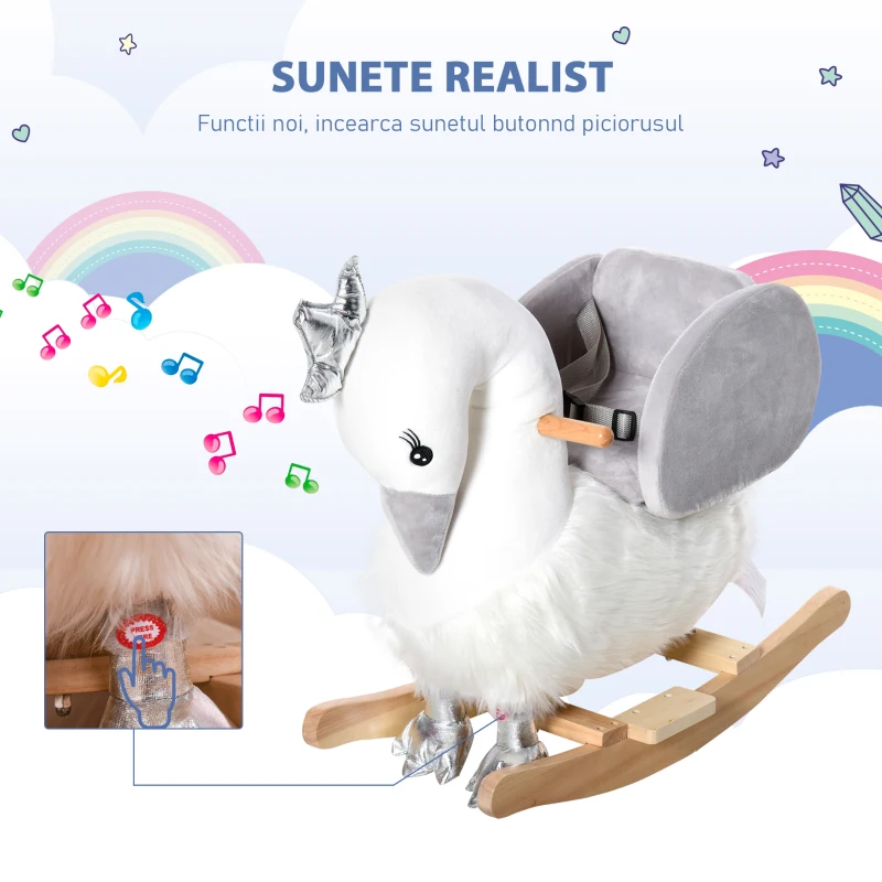 Homcom Calut Balansoar Stil Lebada – Cu Sunet si sezut Captusit 18–36 Luni