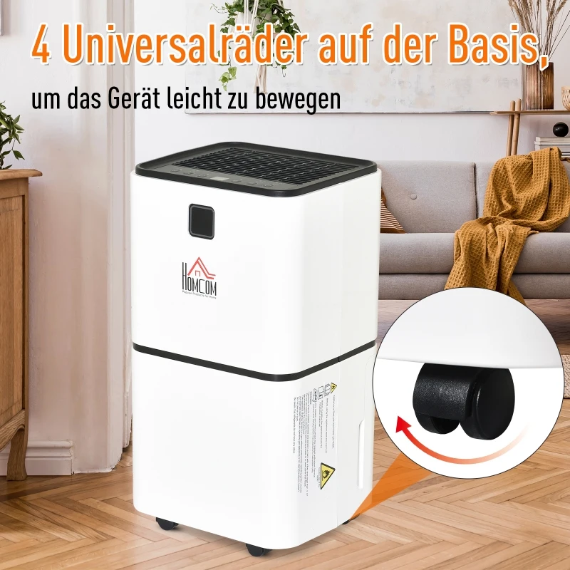 HOMCOM® Luftentfeuchter mit 3 Modi un 24 h Timer Raumentfeuchter ABS Weiß