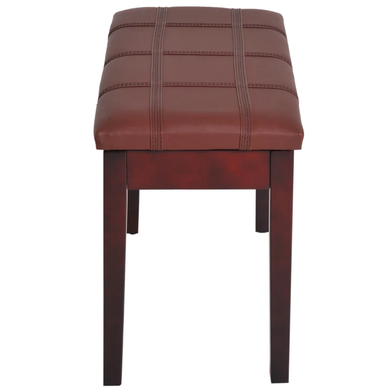 HOMCOM Faux Leather Piano Stool Makeup Dressing Stool Bench Dressing Table Seat with Storage 75L x 35W x 49H (cm) - Brown