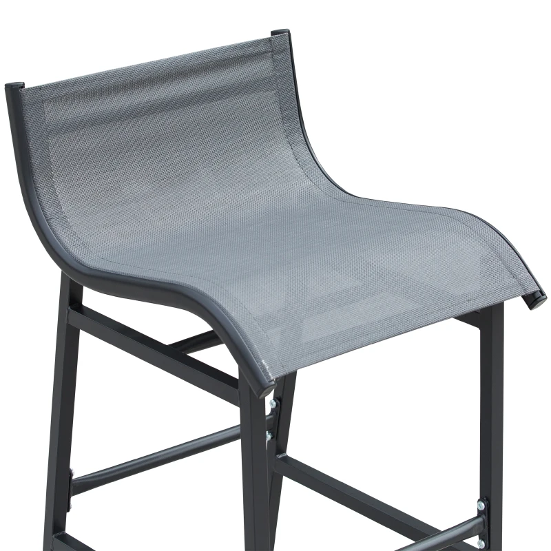 Outsunny® Garten Bartisch Set 3-tlg. Barset Gartenbar Sitzgruppe Barhocker Metall Grau