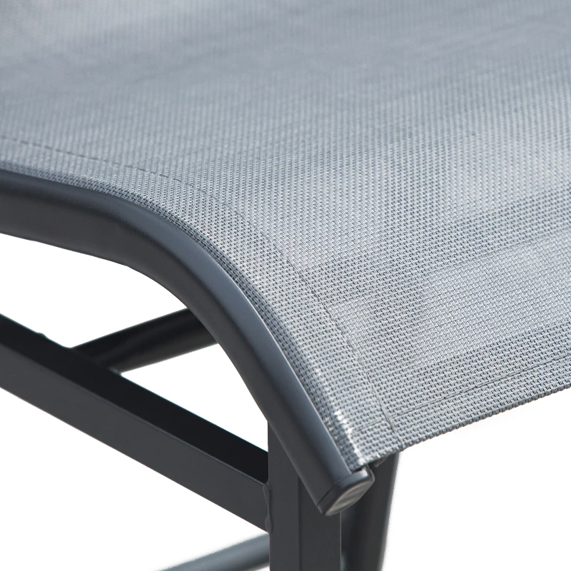 Outsunny® Garten Bartisch Set 3-tlg. Barset Gartenbar Sitzgruppe Barhocker Metall Grau