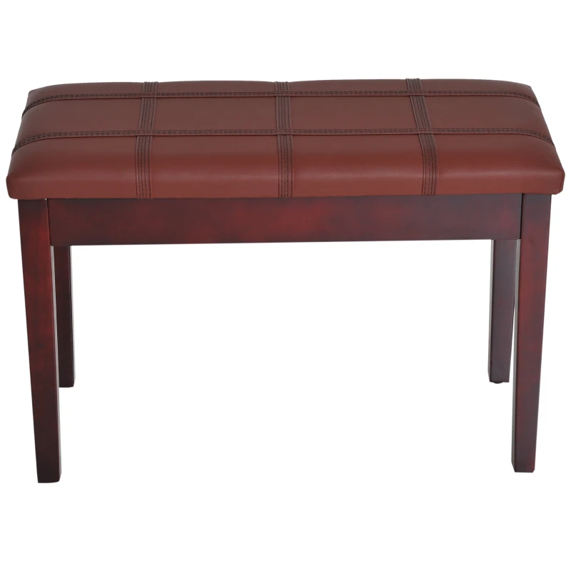 HOMCOM Faux Leather Piano Stool Makeup Dressing Stool Bench Dressing Table Seat with Storage 75L x 35W x 49H (cm) - Brown