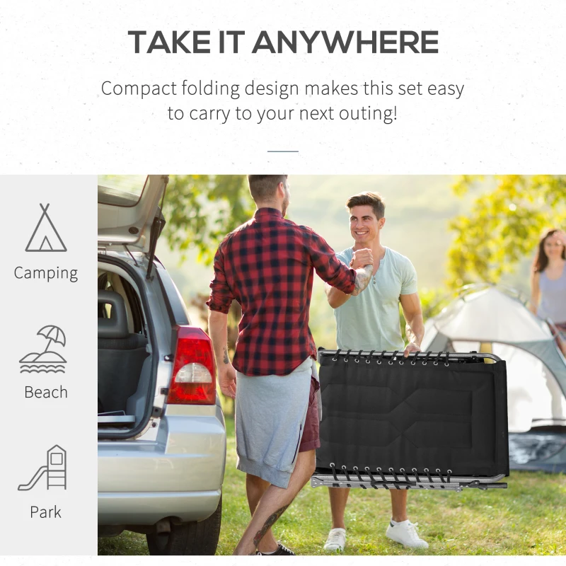 Sezlong de Gradina cu Spatar Reglabil Outsunny in 5 pozitii cu Tetiera, 188x57x30cm, Negru