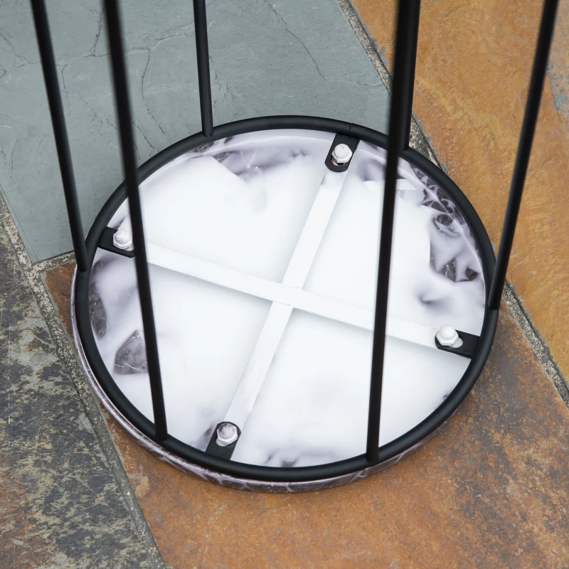 Outsunny set van 3 bloemstandaards gemaakt van metaal marmer look Stapelbaar