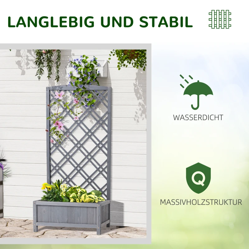 Outsunny plantenbak met latwerk lichtgrijs 64 x 28 x 120 cm