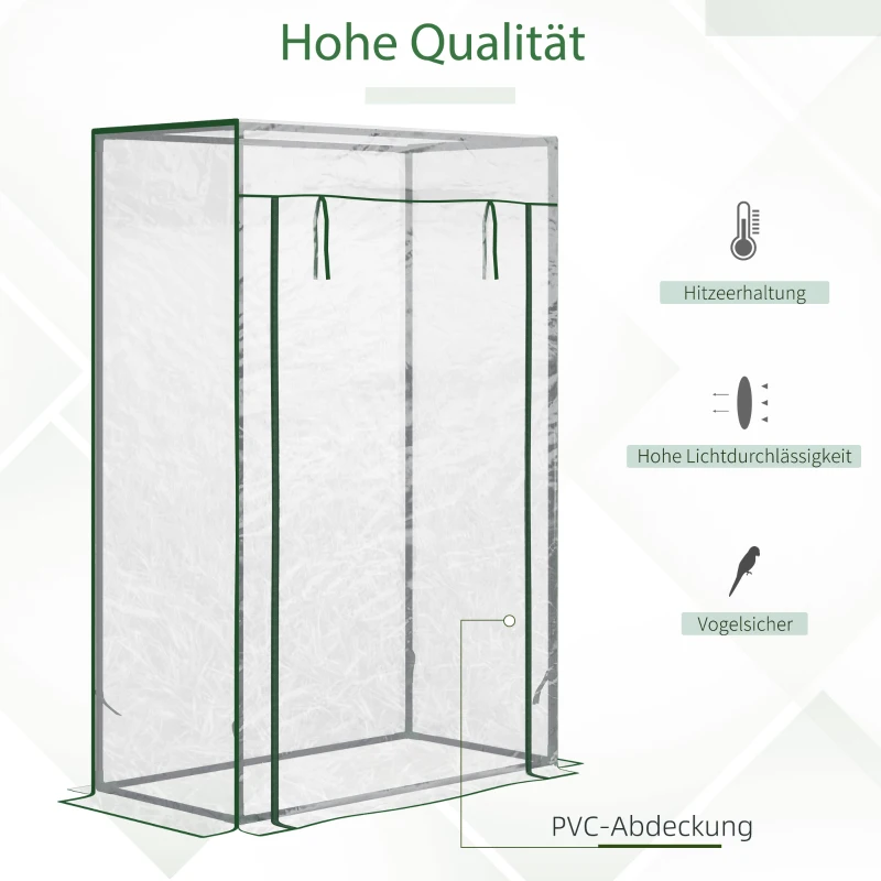 Outsunny kas kweekkas tomatenkas koude kas met deur om op te rollen staal PE transparant 100 x 50 x 149 cm