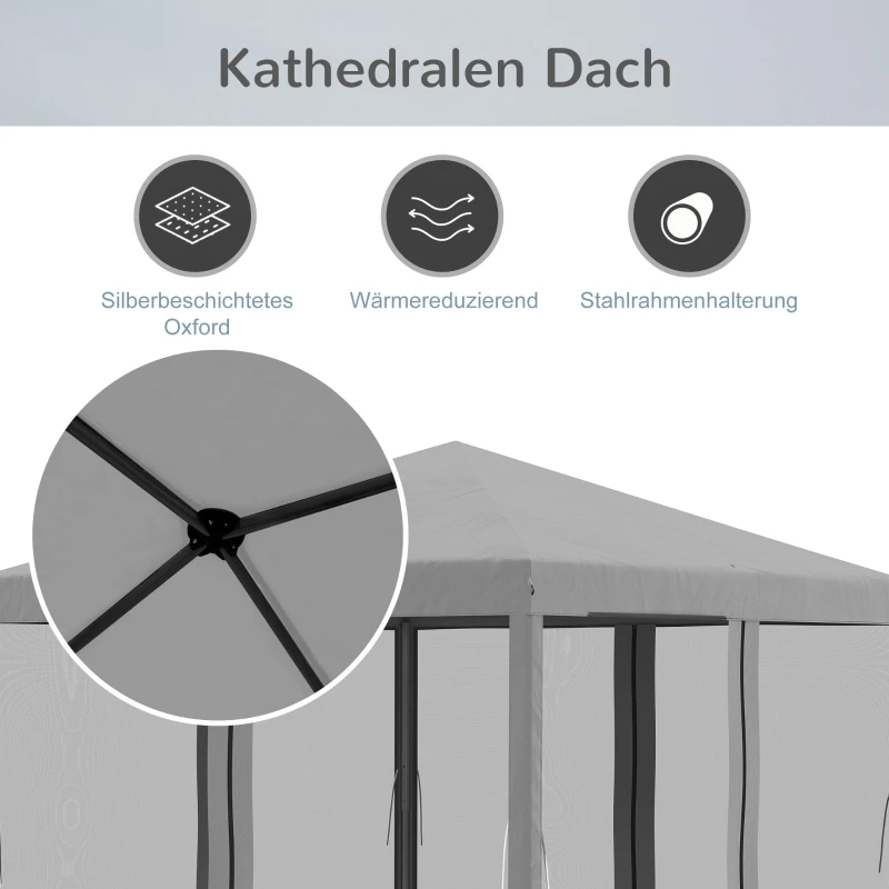 Outsunny opvouwbaar tuinhuisje met klamboe 296 cm x 295 cm x 265 cm