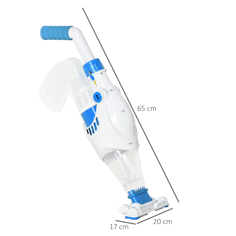 Outsunny elektrischer Poolsauger mit Akku Filter Poolreiniger Pool Handsauger Bodensauger Blau+Weiß 65 x 20 x 17 cm