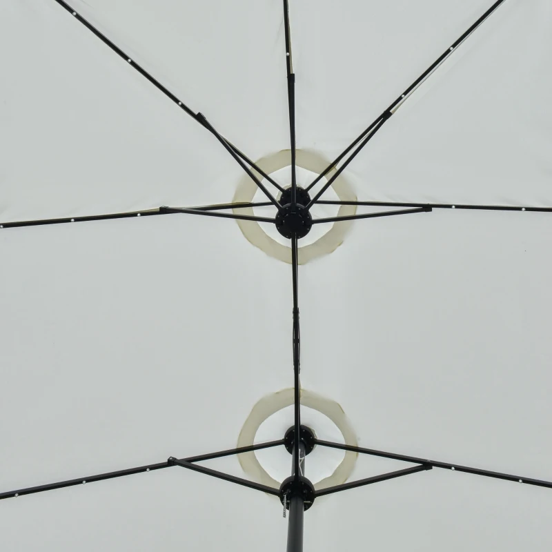 Outsunny Parasol Ogrodowy z Oświetleniem LED Solar 4,5m, Dwustronny, Parasol na Taras, Owalny, Czarny+Kremowy