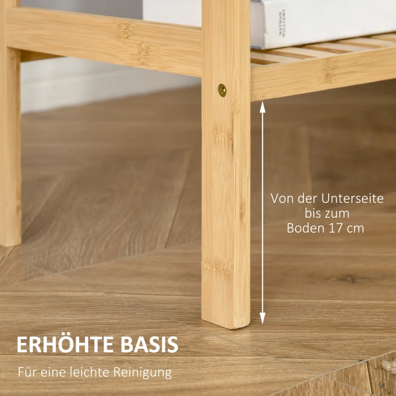 HOMCOM 4-laags bamboe plank, naturel, 62 x 33 x 112 cm