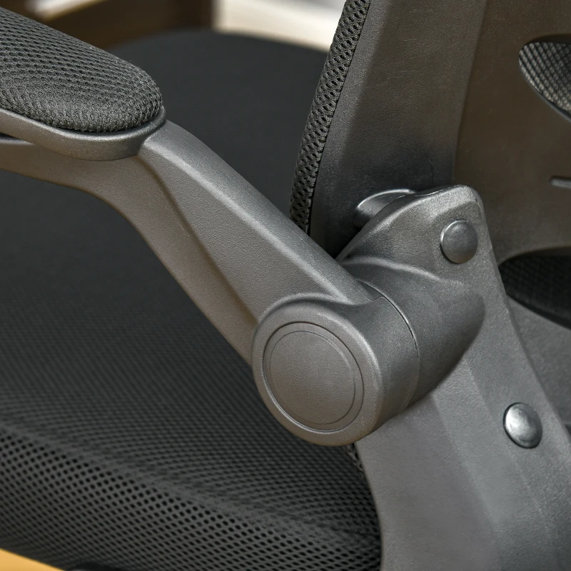 Vinsetto Mesh Office Chair for Home Swivel Task Desk Chair with Lumbar Back Support, Flip-Up Arm, Adjustable Height, Black