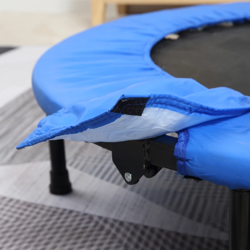 HOMCOM Φ96cm Mini Fitness Trampoline Home Gym Yoga Exercise Rebounder Indoor Outdoor Jumper w/ Safety Pad, Support Up to 100 KG, Blue and Black