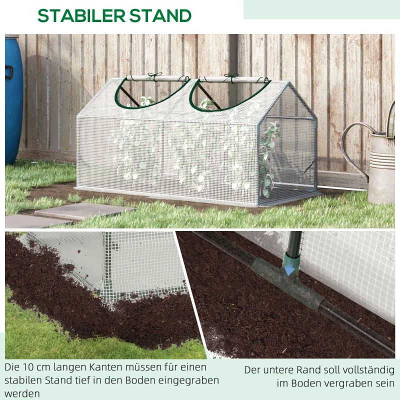 Outsunny foliekas met raam wit 119 x 60 x 60 cm